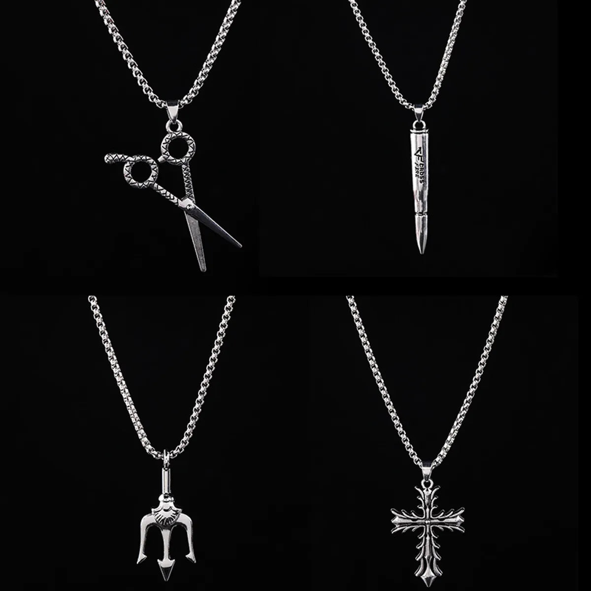 Necklaces For Soft Looks-Hip-Hop Streetwear Scissors Cross Alloy Enamel Men'S Pendant Necklace