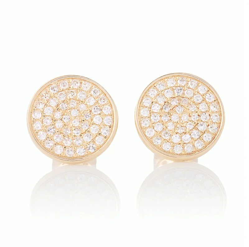 Earrings For Hot Days-Classic Pave Diamond Disc Studs