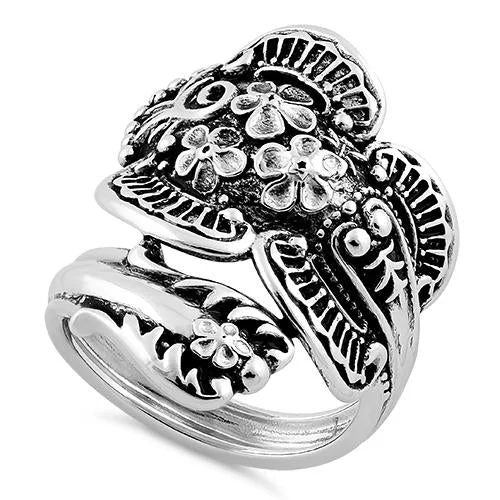 Rings Repair Tips-Sterling Silver Flowers Spoon Ring