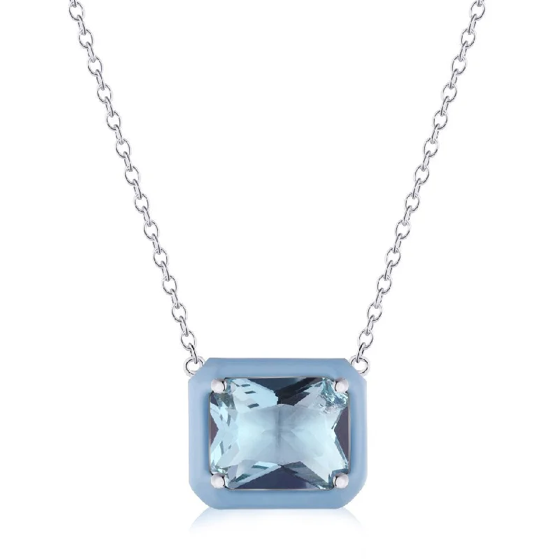 White Gold Color Blue Square Dy190131