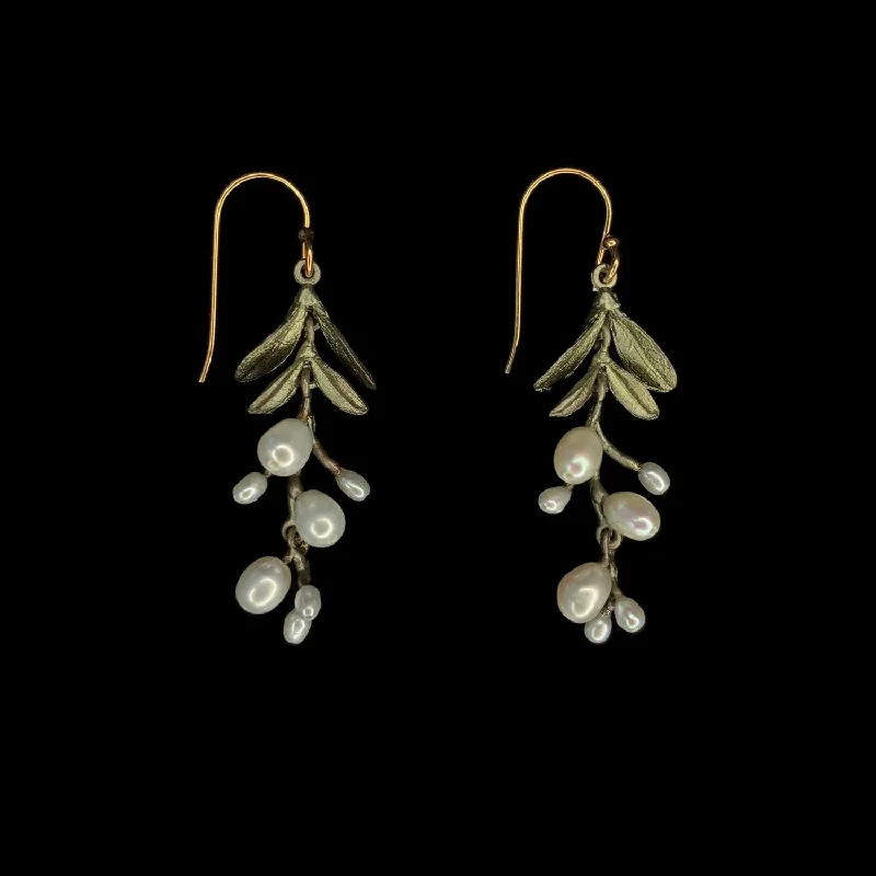 Earrings For Party Glam-Garden Vine Earrings - Pearl Drop