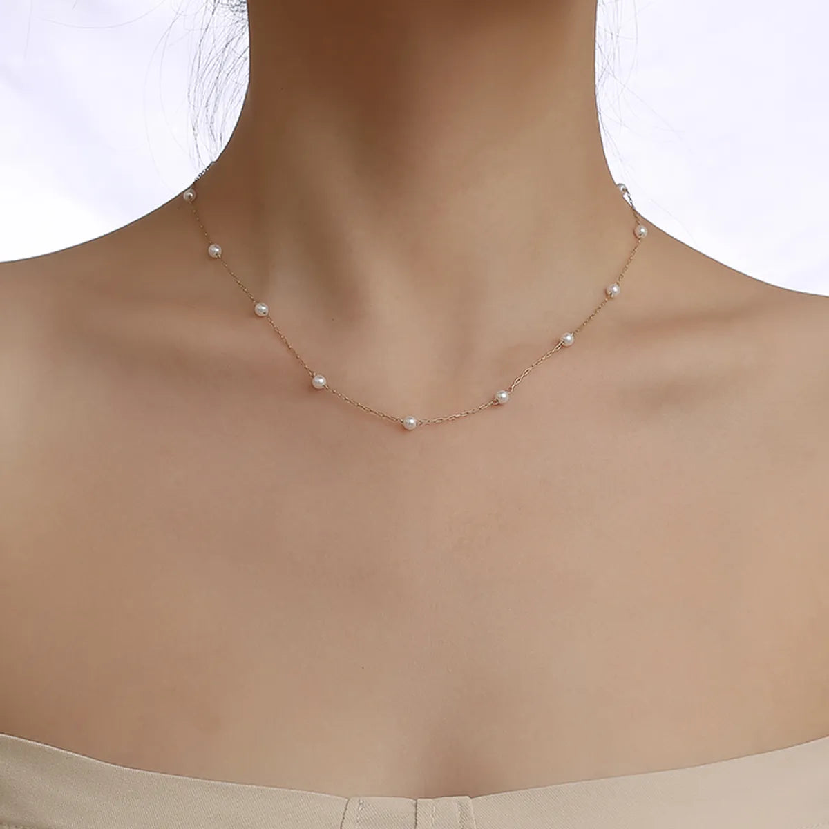 Necklaces Style Tutorial-Fashion Solid Color Stainless Steel Plating Inlay Pearl 14k Gold Plated Necklace