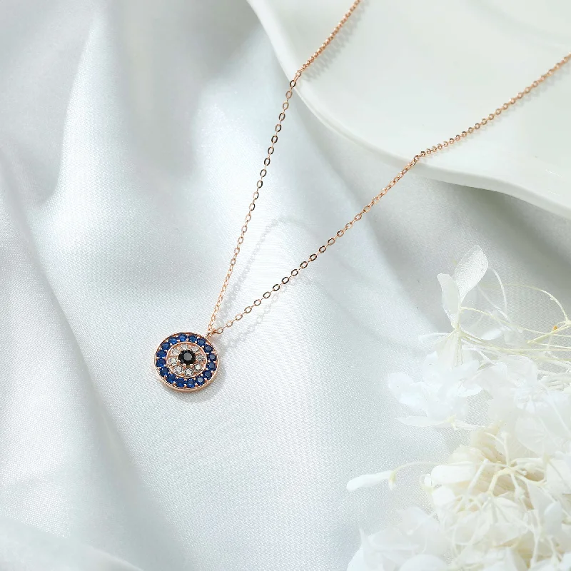 Necklaces Shine Hints-Glam Shiny Round Devil's Eye Sterling Silver Plating Inlay Zircon 14k Gold Plated Pendant Necklace