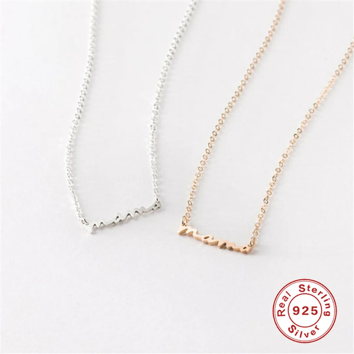 Necklaces For Steady Wear-1 Piece Mama Simple Style Letter Sterling Silver Plating Necklace