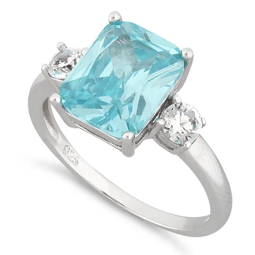 Rings For Spring Days-Sterling Silver Light Blue CZ Ring