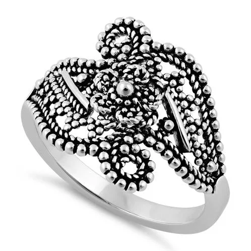 Best Rings For Office Wear-Sterling Silver Beads Flower Ring