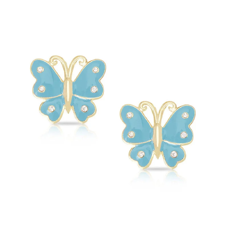 Earrings For Beach Days-Butterfly Stud Earrings with Crystals