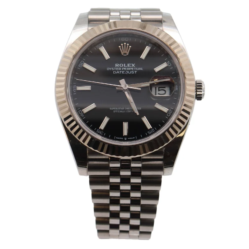 Quiet Watches For Work-Rolex Datejust 41mm Black Dial Watch Ref# 126334