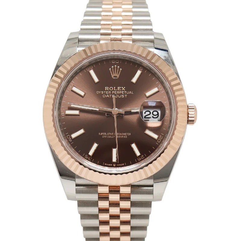 Watches For Tight Fit-Rolex Datejust 41mm Chocolate Dial Watch Ref# 126331