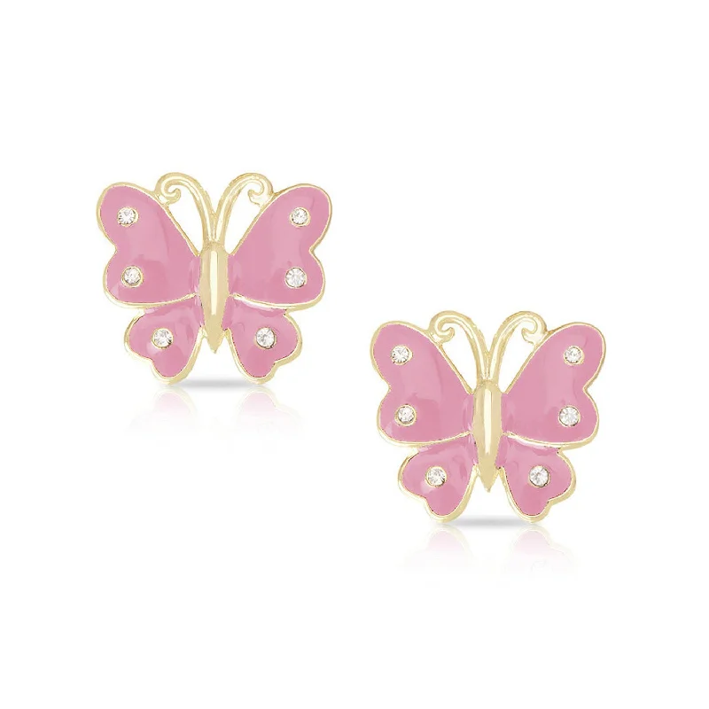 Earrings For Work Looks-Butterfly Stud Earrings with Crystals