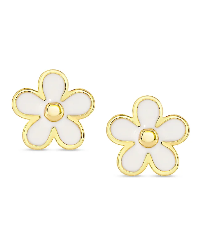 Earrings For Solo Wear-Flower Stud Earrings (White)