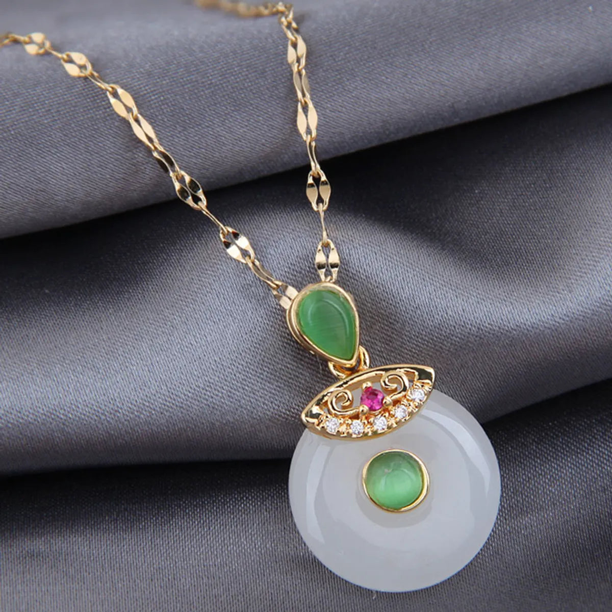 Necklaces For Flat Vibes-Korean Fashion  Simple Jade Pendant  Necklace