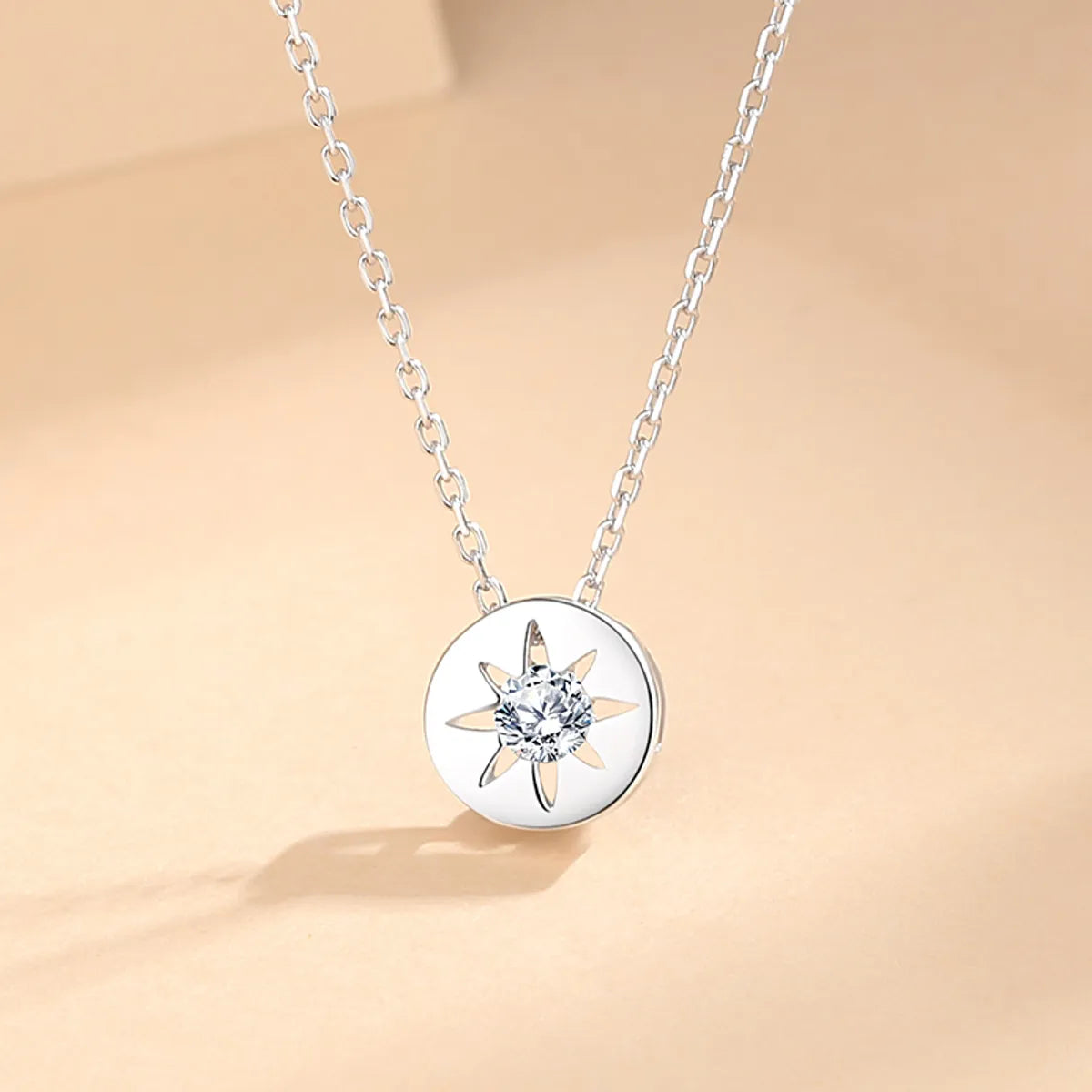 Necklaces Fix Guide-Simple Style Star Sterling Silver Plating Inlay Zircon Pendant Necklace