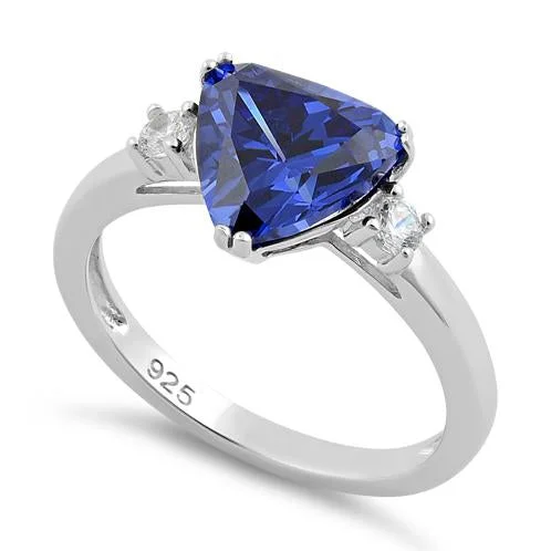 Rings Life Guide-Sterling Silver Trillion Cut Tanzanite CZ Ring