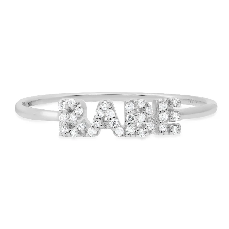 Rings For Work Outfits-Hey Babe Diamond Plaque Ring