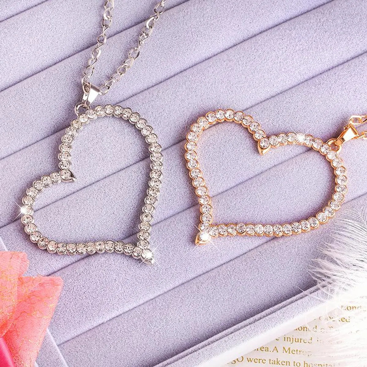 Necklaces Polish Tips-Womens Heart-shaped Rhinestone Necklaces Nhas120932