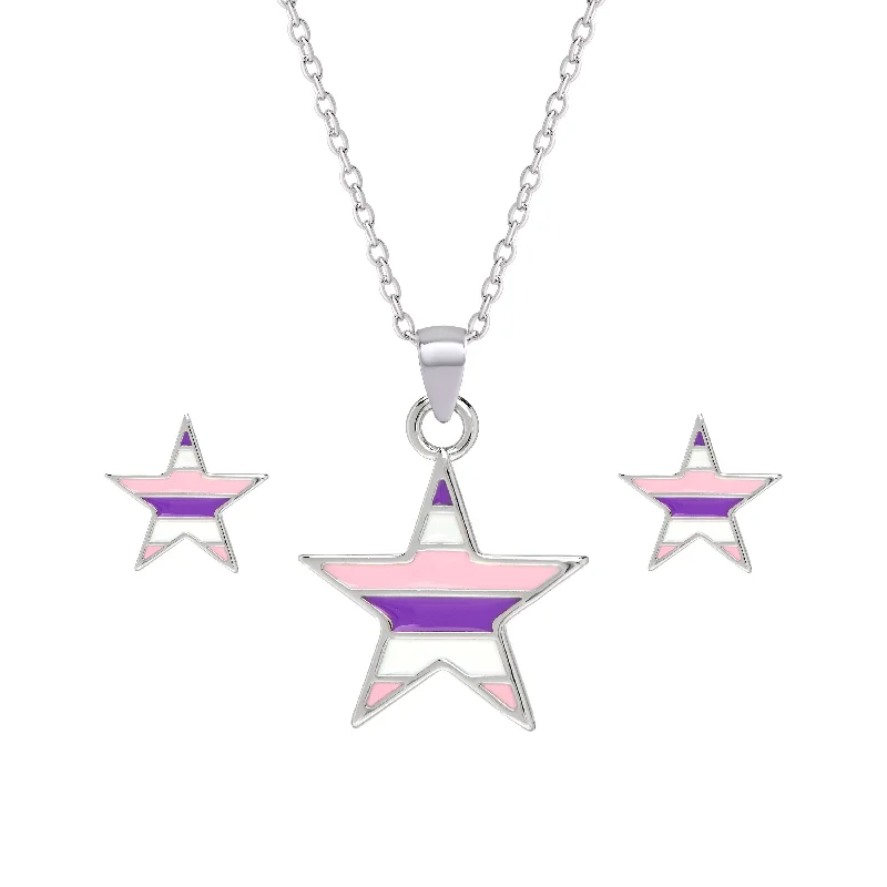 Best Calm Earrings-Striped Star Necklace and Earrings Set