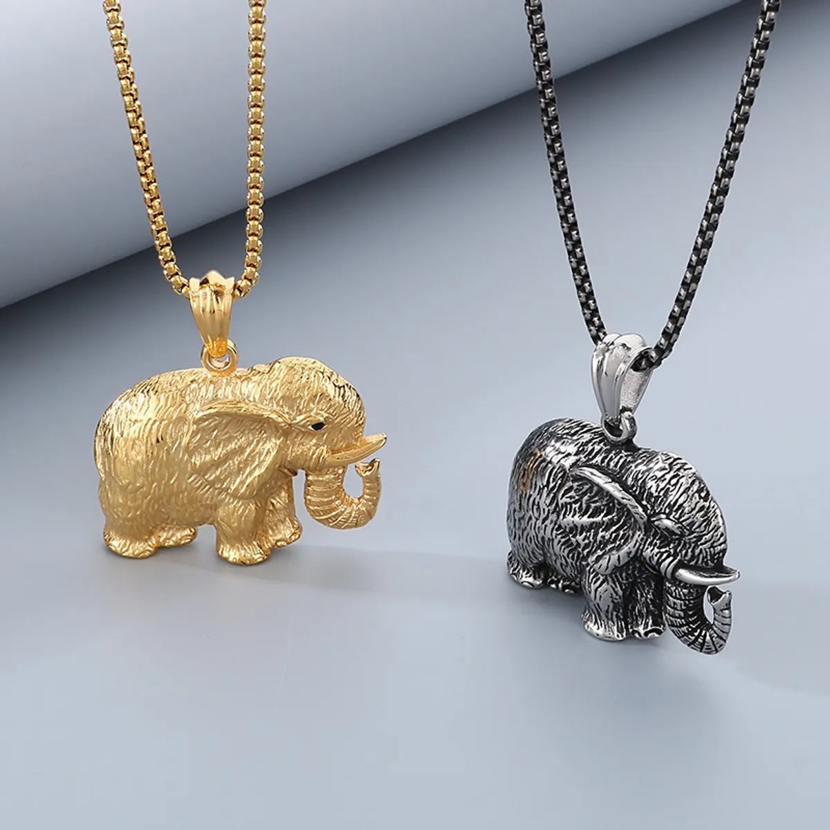 Necklaces Price Tips-Hip-Hop Elephant 304 Stainless Steel Plating 18K Gold Plated Men'S Pendant Necklace