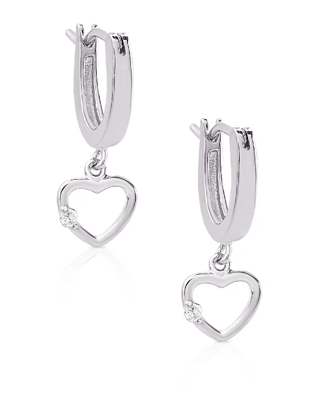 Best Made Earrings-Open Heart Drop Earrings in Sterling Silver