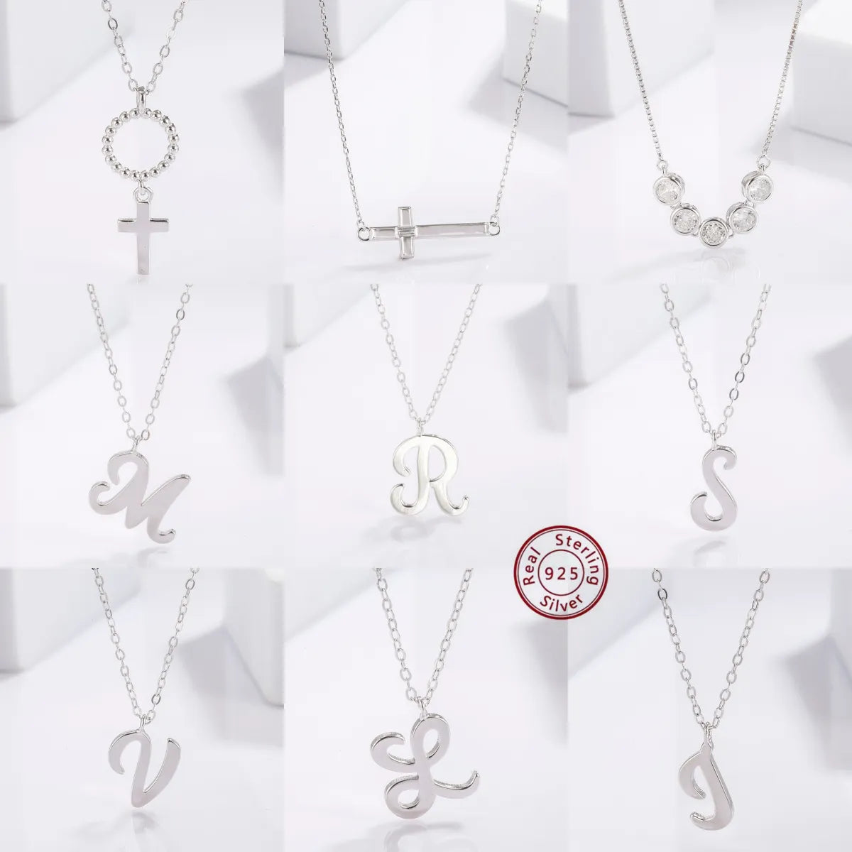 Necklaces Grade Tips-Simple Style Commute Cross Letter Sterling Silver Plating Inlay Zircon White Gold Plated Pendant Necklace