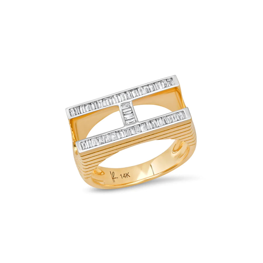 Rings Feel Guide-Diamond Initial Full Baguette Stacking Ring