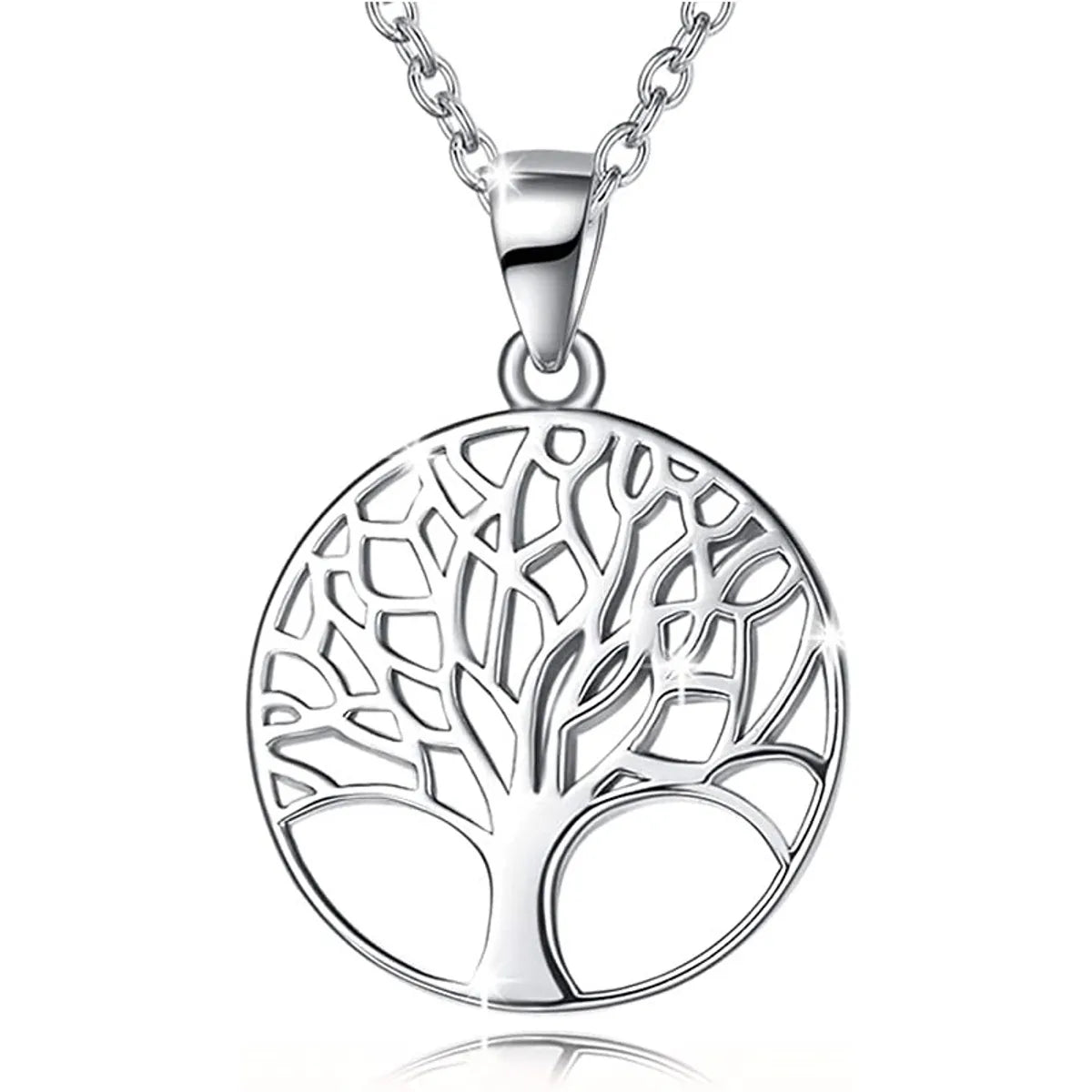 Necklaces Pair Tips-Sterling Silver Elegant Simple Style Life Tree Plating Pendant Necklace Necklace Pendant