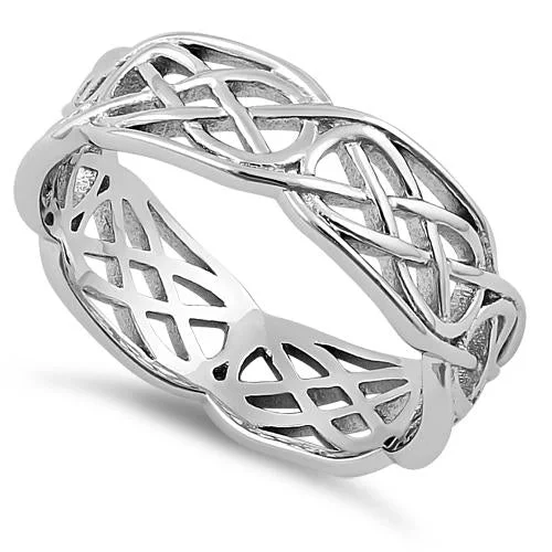 Rings With Pearl Accents-Sterling Silver Carrick Bend Knot Infinity Band