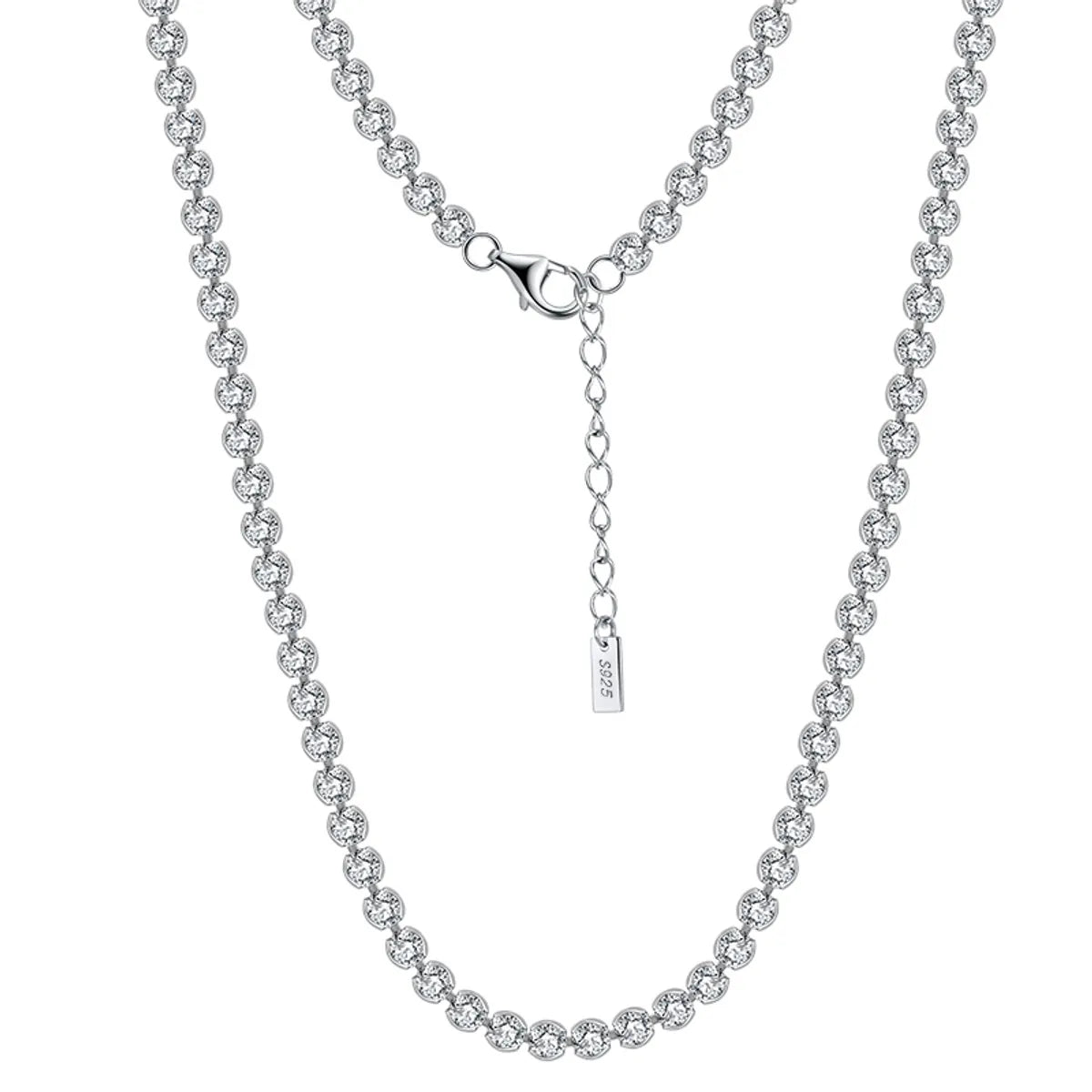 Necklaces For Big Nights-Simple Style Geometric Sterling Silver Plating Inlay Zircon Necklace