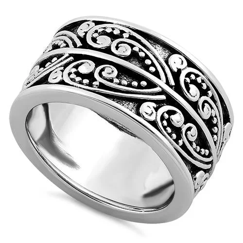 Luxury Rings For Gifts-Sterling Silver Heart Bali Ring