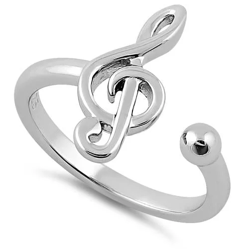 Rings Wear Tips-Sterling Silver Treble Clef Music Note Ring