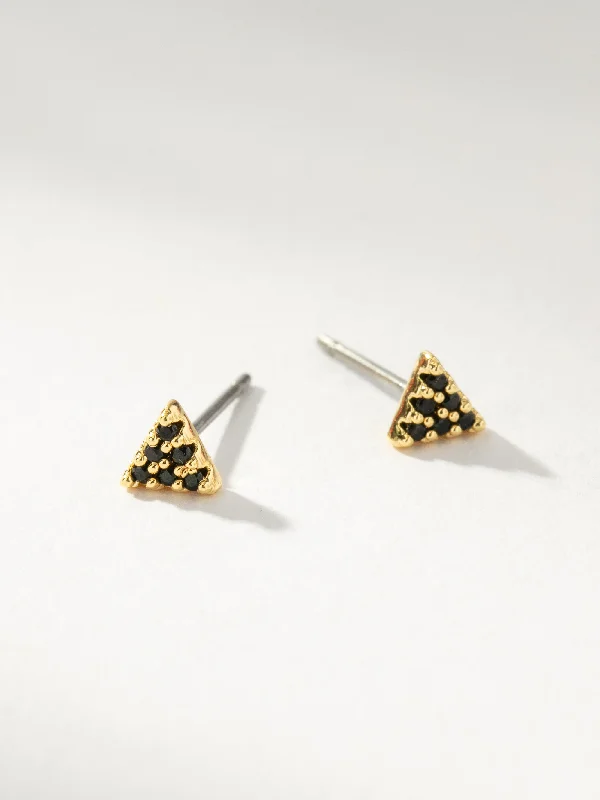 Earrings For Solo Wear-Black Beauty Triangle Stud Earrings