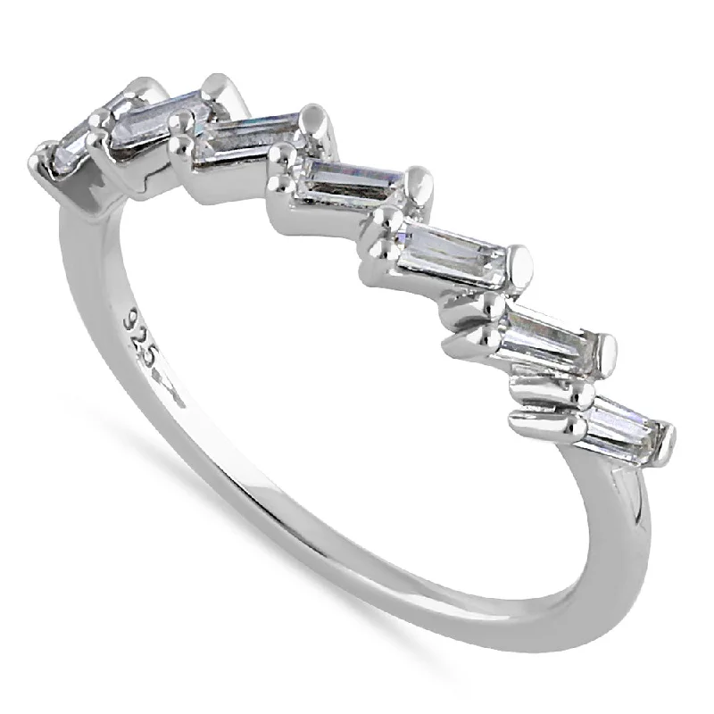 Sleek Rings For Class-Sterling Silver Baguette CZ Ring