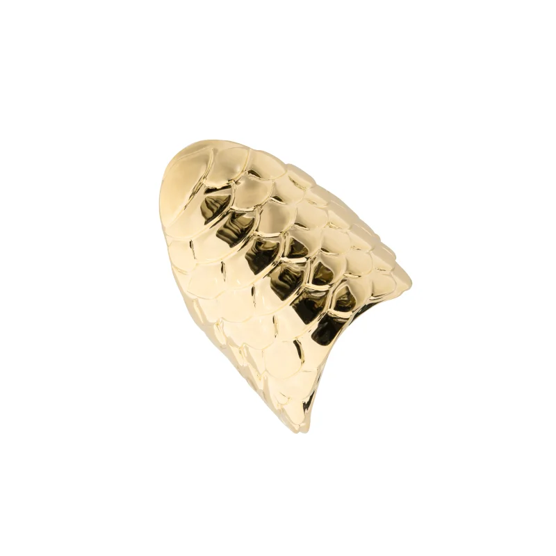 Rings For Travel Kits-Elongated Gloss Gold Crocodile Ring