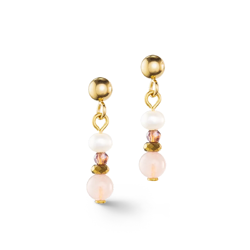 Earrings Deal Guide-Earrings Romantic Freshwater Pearls & Rose Quartz gold