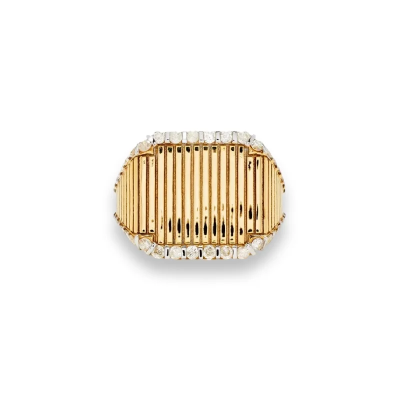 Best Rings For Office Wear-Diamond & Gold Fluted Princess Signet Ring