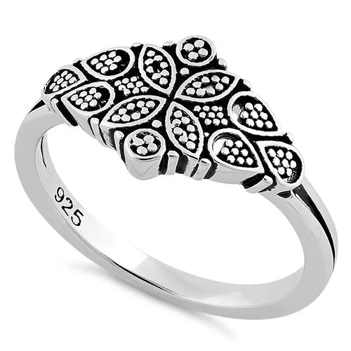 Rings Style Chart-Sterling Silver Flower Dotted Ring