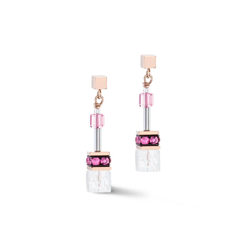 Earrings Feel Rating-GeoCUBE® Iconic Nature earrings pink white