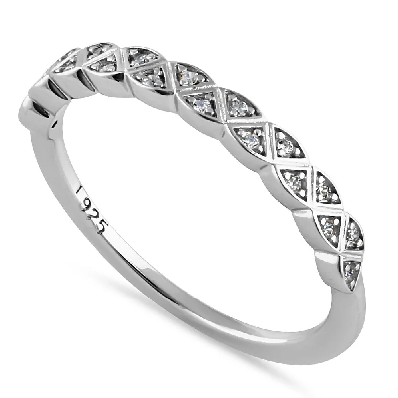 Smooth Rings For Wear-Sterling Silver CZ Band Ring