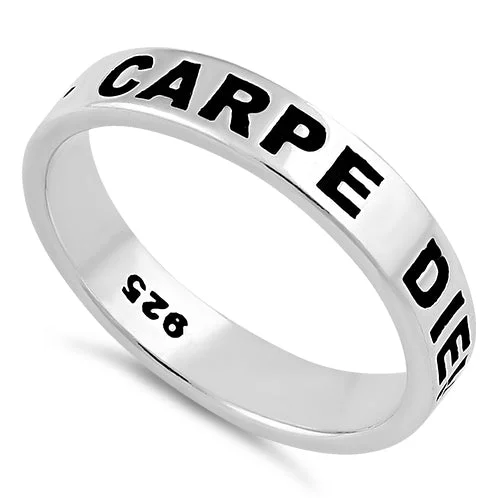 Thin Rings For Grace-Sterling Silver 4mm Carpe Diem Ring