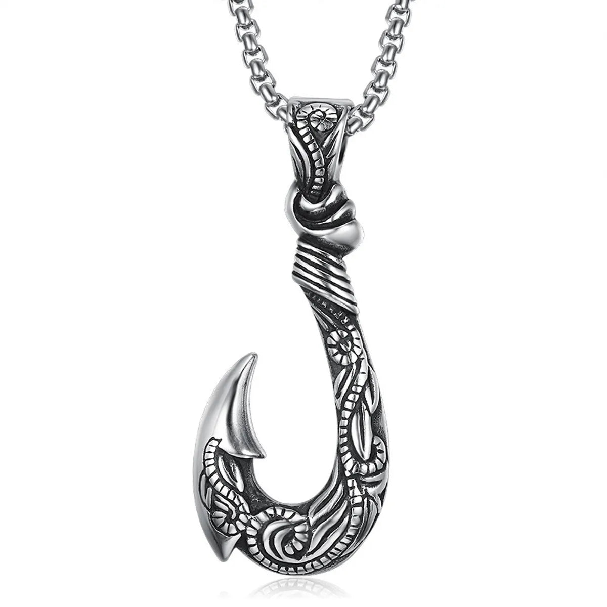 Necklaces For Cool Tones-Retro Fishhook Metal Plating Men'S Pendant Necklace