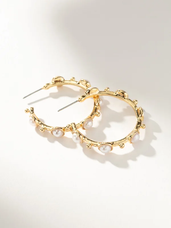 Earrings For Snow Days-Chic Pearl Hoop Earrings