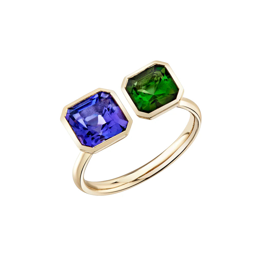 Rings For Soft Looks-Toi et Moi Fern Gemstone Ring