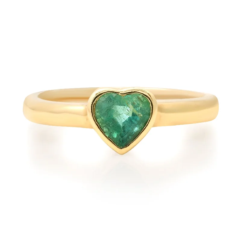 Rings Top Designers-Bezel Set Emerald Heart Ring