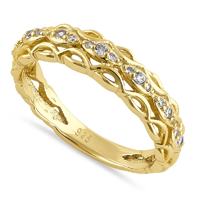 Rings For Late Nights-Sterling Silver Gold-Plated CZ Ring