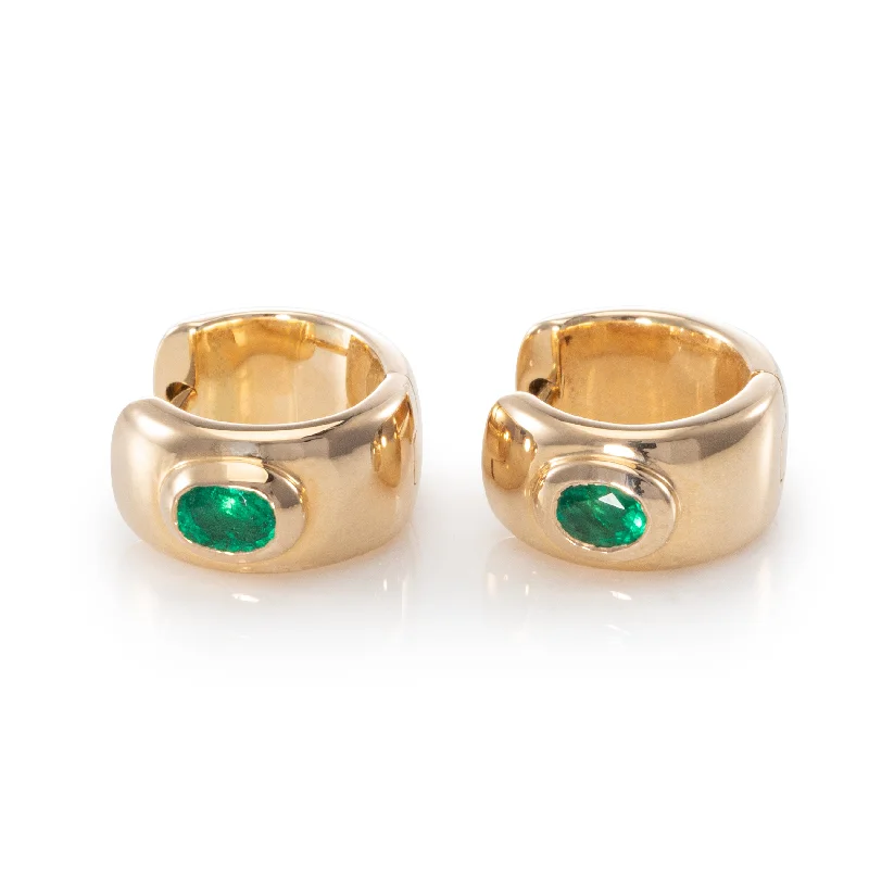 Lightweight Earrings For Comfort-Ava Emerald Huggies