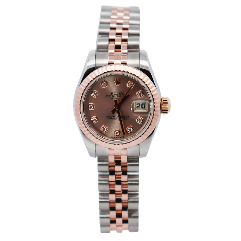 Watches For Cold Weather-Rolex Datejust 26mm Pink Dial Watch Ref# 179171