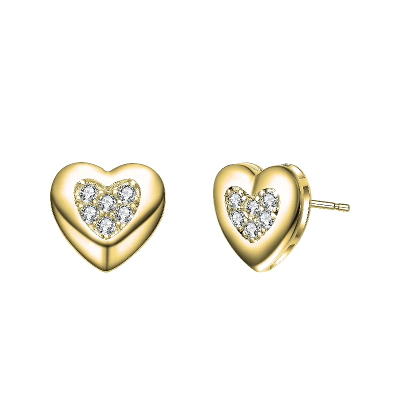 Earrings With Fun Patterns-Constance Golden Heart Stud Earrings