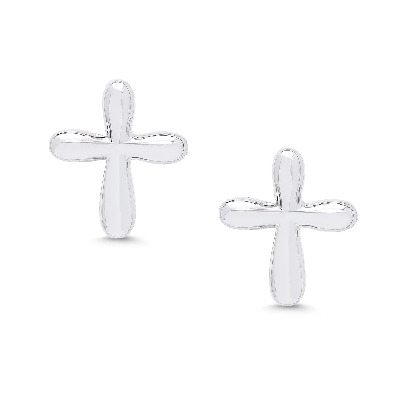 Earrings Durability Rating-Cross Stud Earrings in Sterling Silver