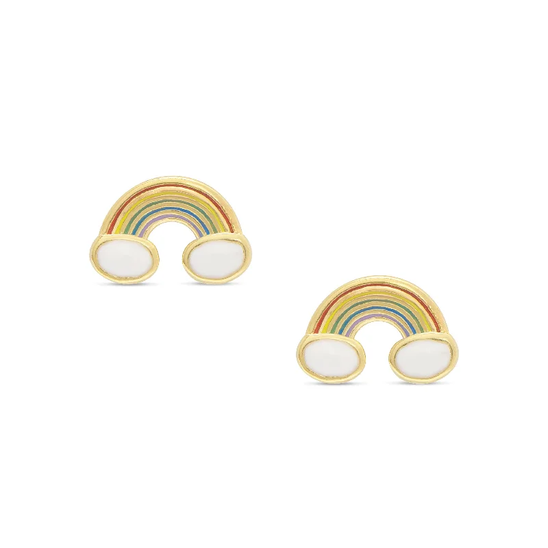 Earrings For Short Hair-Rainbow Stud Earrings in Sterling Silver