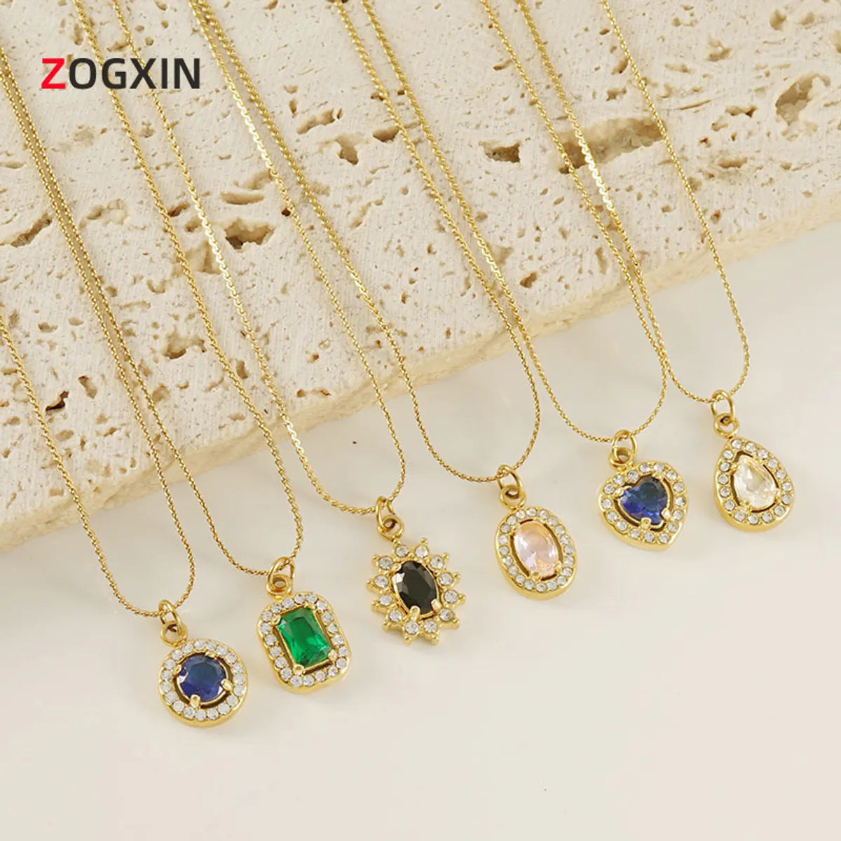 Necklaces For Gold Lovers-Titanium Steel 18K Gold Plated Elegant Lady Oval Water Droplets Heart Shape Inlay Zircon Pendant Necklace